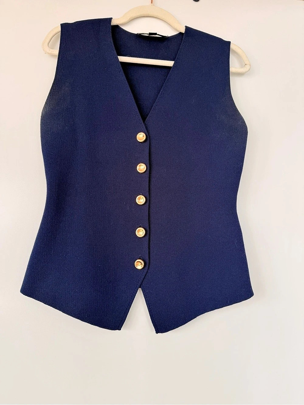 Zara Button Front Vest in Blue Size Medium Like New